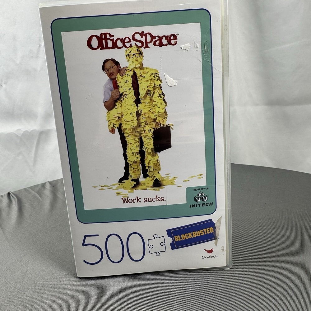 Office Space Movie 500-Piece Jigsaw Puzzle in Plastic Retro Blockbuster VHS Case